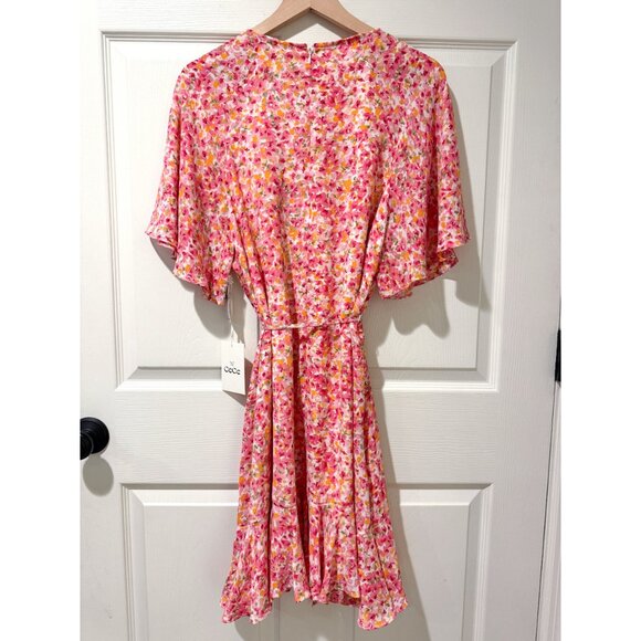 NWT CeCe Spring Breakers Pink Floral Flutter Sleeve Skater Tie Waist Dress XL - Picture 7 of 16